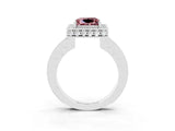 White gold Princess Cut Halo Diamond Engagement Ring with Milgrain Pave Band and Four-Prong Setting_3
