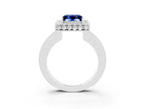 White gold Princess Cut Halo Diamond Engagement Ring with Milgrain Pave Band and Four-Prong Setting_3