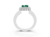 White gold Princess Cut Halo Diamond Engagement Ring with Milgrain Pave Band and Four-Prong Setting_3