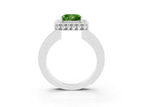 White gold Princess Cut Halo Diamond Engagement Ring with Milgrain Pave Band and Four-Prong Setting_3