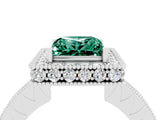 White gold Princess Cut Halo Diamond Engagement Ring with Milgrain Pave Band and Four-Prong Setting_4