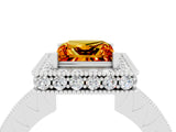 White gold Princess Cut Halo Diamond Engagement Ring with Milgrain Pave Band and Four-Prong Setting_4