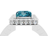 White gold Princess Cut Halo Diamond Engagement Ring with Milgrain Pave Band and Four-Prong Setting_4