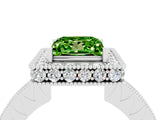 White gold Princess Cut Halo Diamond Engagement Ring with Milgrain Pave Band and Four-Prong Setting_4