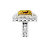 White gold Princess Cut Halo Diamond Engagement Ring with Milgrain Pave Band and Four-Prong Setting_5