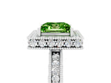 White gold Princess Cut Halo Diamond Engagement Ring with Milgrain Pave Band and Four-Prong Setting_5