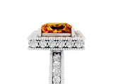 White gold Princess Cut Halo Diamond Engagement Ring with Milgrain Pave Band and Four-Prong Setting_5