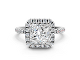 White gold Princess Cut Halo Diamond Engagement Ring with Pave Band and Four-Prong Setting_21