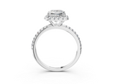 White gold Princess Cut Halo Diamond Engagement Ring with Pave Band and Four-Prong Setting_24
