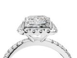 White gold Princess Cut Halo Diamond Engagement Ring with Pave Band and Four-Prong Setting_25