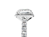 White gold Princess Cut Halo Diamond Engagement Ring with Pave Band and Four-Prong Setting_62