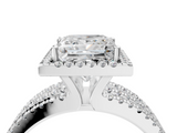 White gold Princess Cut Halo Diamond Engagement Ring with Split Shank and Four-Prong Setting_62