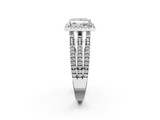 White gold Princess Cut Halo Diamond Engagement Ring with Split Shank and Four-Prong Setting_63