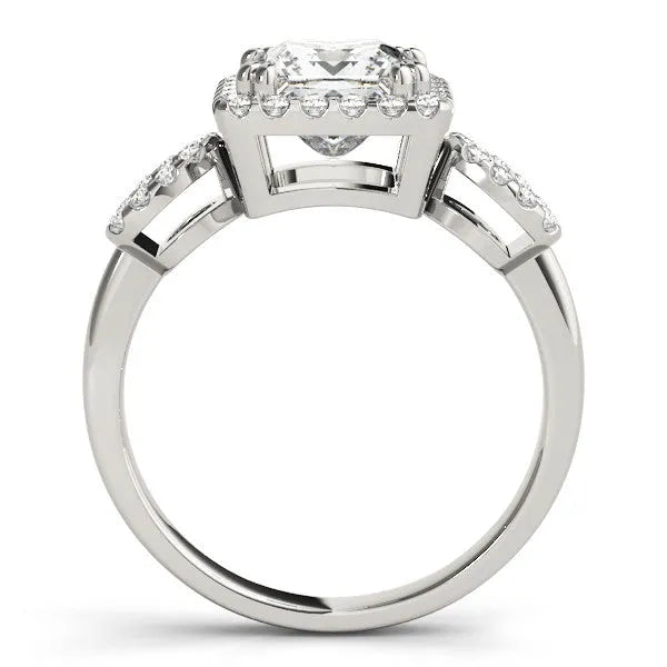 White gold Princess Cut Halo Diamond Infinity Band with Four-Prong Setting