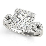 White gold Princess Cut Halo Diamond Infinity Band with Four-Prong Setting