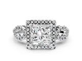 White gold Princess Cut Halo Diamond Infinity Band with Four-Prong Setting_14