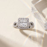 White gold Princess Cut Halo Diamond Infinity Band with Four-Prong Setting_28