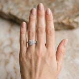 White gold Princess Cut Halo Diamond Pavé Engagement Ring with Milgrain Detailing_261