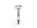 White gold Princess Cut Halo Diamond Pave Band Ring with Four-Prong Setting_83