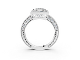 White gold Princess Cut Halo Diamond Pave Band Ring with Four-Prong Setting_84