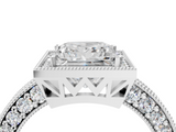 White gold Princess Cut Halo Diamond Pave Band Ring with Four-Prong Setting_85