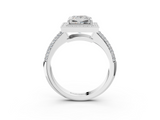 White gold Princess Cut Halo Diamond Pave Band with Four-Prong Setting_69