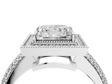 White gold Princess Cut Halo Diamond Pave Band with Four-Prong Setting_70