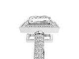 White gold Princess Cut Halo Diamond Pave Band with Four-Prong Setting_71