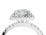 White gold Princess Cut Halo Diamond Pave Band with Prong Setting_16