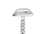 White gold Princess Cut Halo Diamond Pave Band with Prong Setting_17