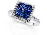 White gold Princess Cut Halo Diamond Pave Band with Prong Setting_1