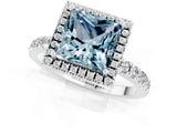 White gold Princess Cut Halo Diamond Pave Band with Prong Setting_1