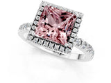 White gold Princess Cut Halo Diamond Pave Band with Prong Setting_1
