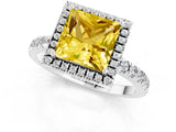 White gold Princess Cut Halo Diamond Pave Band with Prong Setting_1