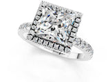 White gold Princess Cut Halo Diamond Pave Band with Prong Setting_1