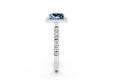 White gold Princess Cut Halo Diamond Pave Band with Prong Setting_2