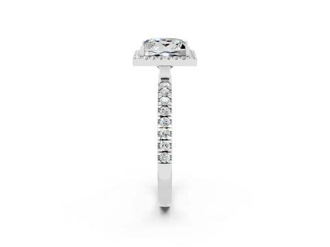 White gold Princess Cut Halo Diamond Pave Band with Prong Setting_2