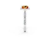 White gold Princess Cut Halo Diamond Pave Band with Prong Setting_2