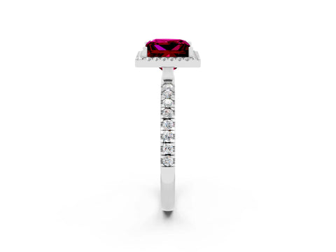 White gold Princess Cut Halo Diamond Pave Band with Prong Setting_2
