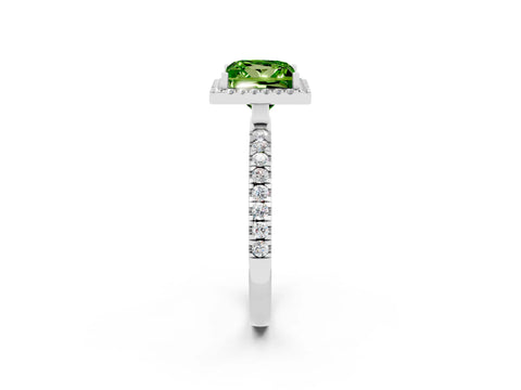 White gold Princess Cut Halo Diamond Pave Band with Prong Setting_2