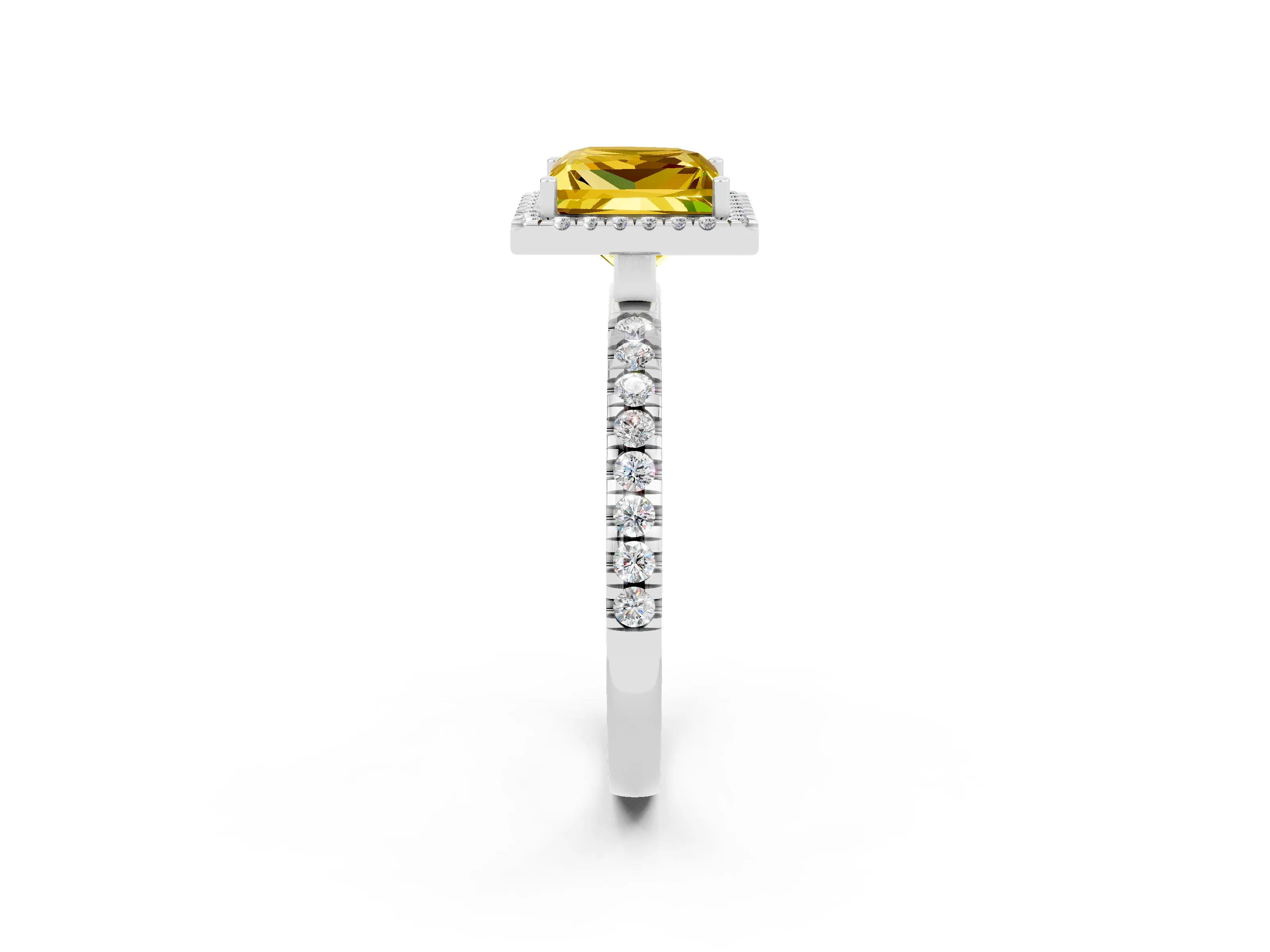 White gold Princess Cut Halo Diamond Pave Band with Prong Setting_2