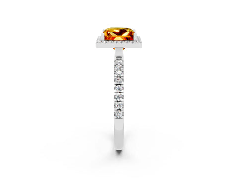 White gold Princess Cut Halo Diamond Pave Band with Prong Setting_2