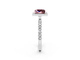 White gold Princess Cut Halo Diamond Pave Band with Prong Setting_2