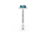 White gold Princess Cut Halo Diamond Pave Band with Prong Setting_2