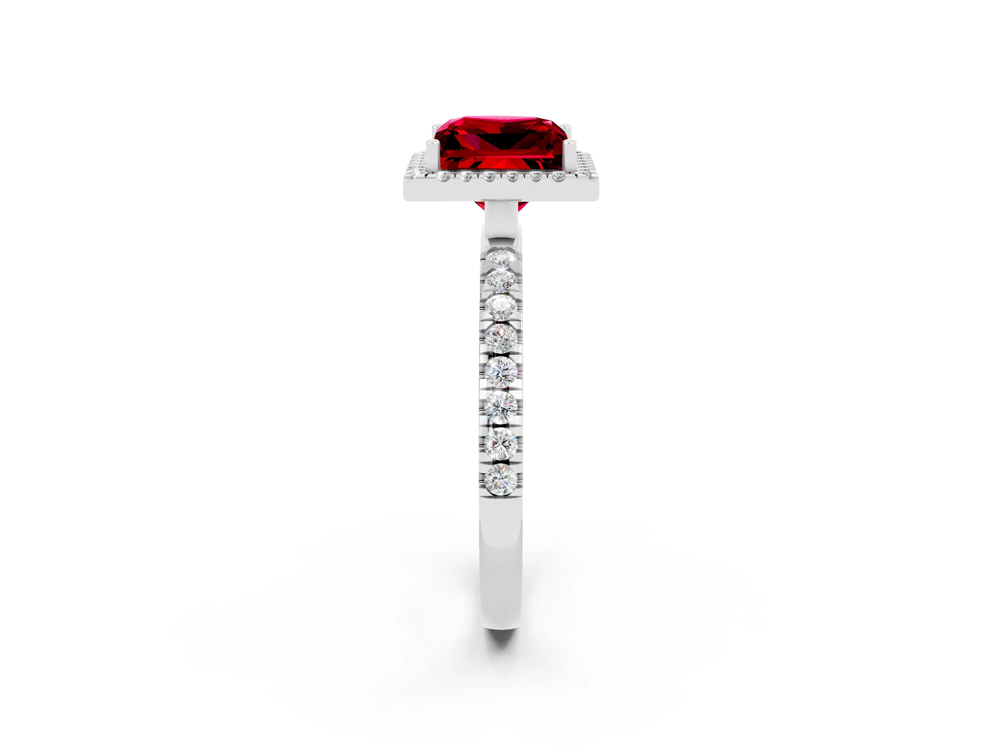 White gold Princess Cut Halo Diamond Pave Band with Prong Setting_2
