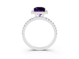 White gold Princess Cut Halo Diamond Pave Band with Prong Setting_3