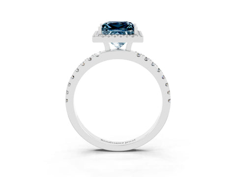 White gold Princess Cut Halo Diamond Pave Band with Prong Setting_3