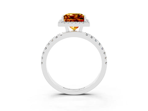 White gold Princess Cut Halo Diamond Pave Band with Prong Setting_3