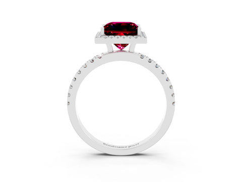 White gold Princess Cut Halo Diamond Pave Band with Prong Setting_3