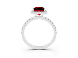 White gold Princess Cut Halo Diamond Pave Band with Prong Setting_3
